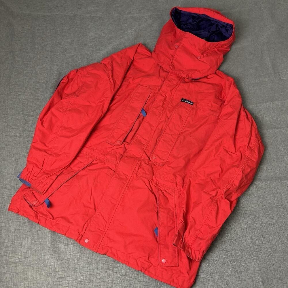 Vintage Patagonia Storm Jacket 2004 Cherry Red Renovable Hood Size Medium Parka